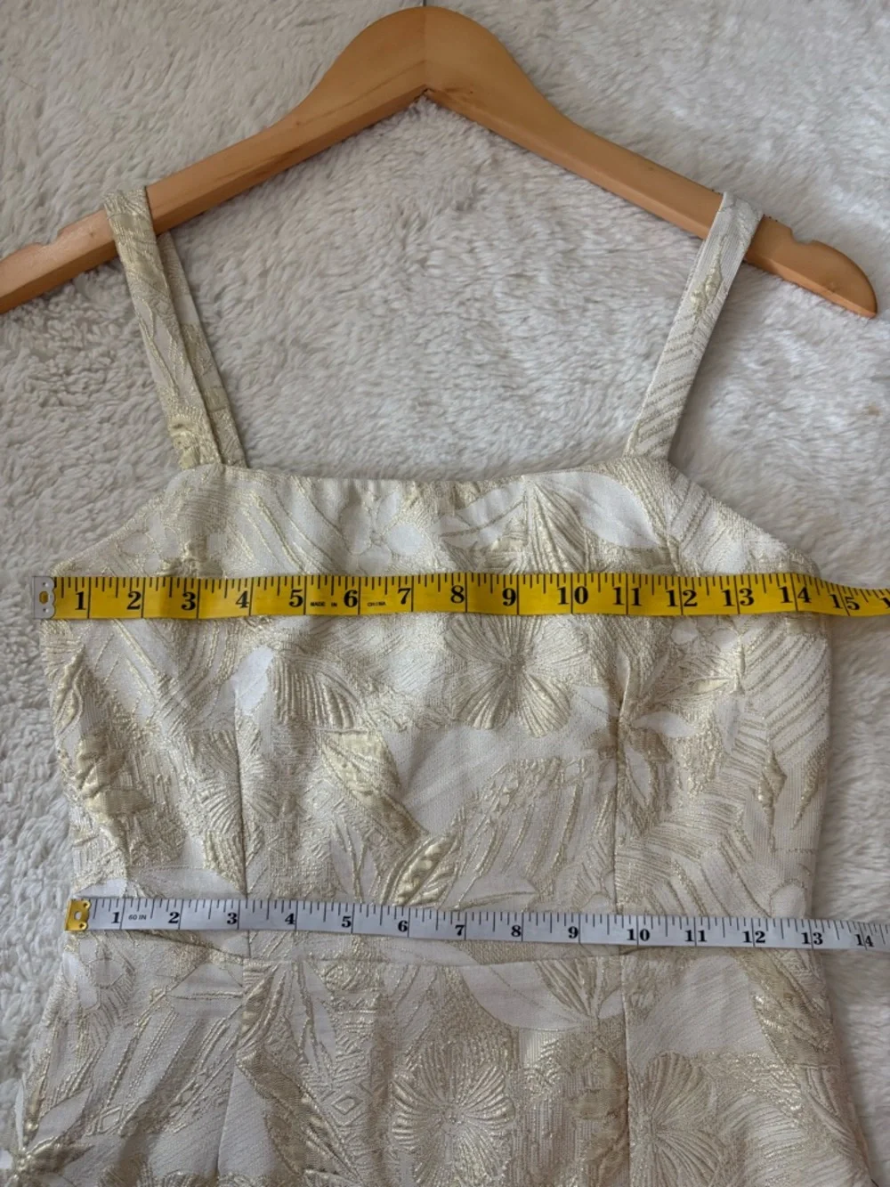 Lulus Shine for Us Cream Metallic Tropical Jacquard Mini Dress Size Small Bridal - Picture 6 of 10